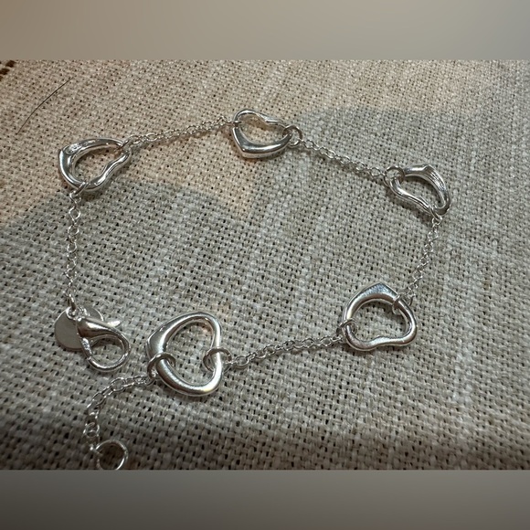 Sterling Silver Plated Heart Bracelet 8” - Picture 3 of 7